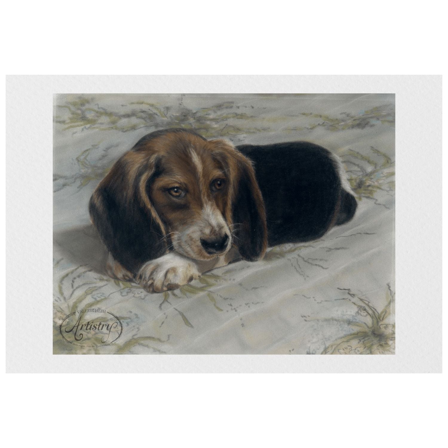“Ladie as a Puppy” - Beagle Pastel Portrait Print