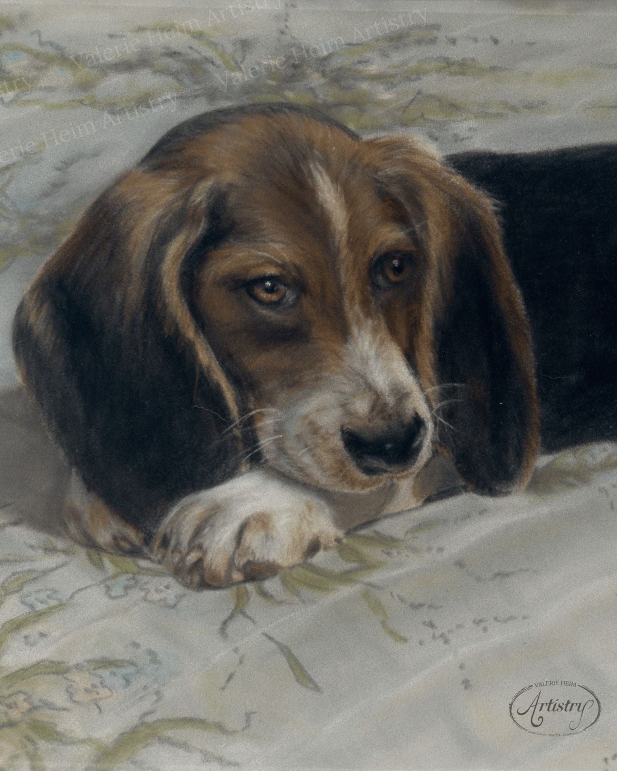 “Ladie as a Puppy” - Beagle Pastel Portrait Print