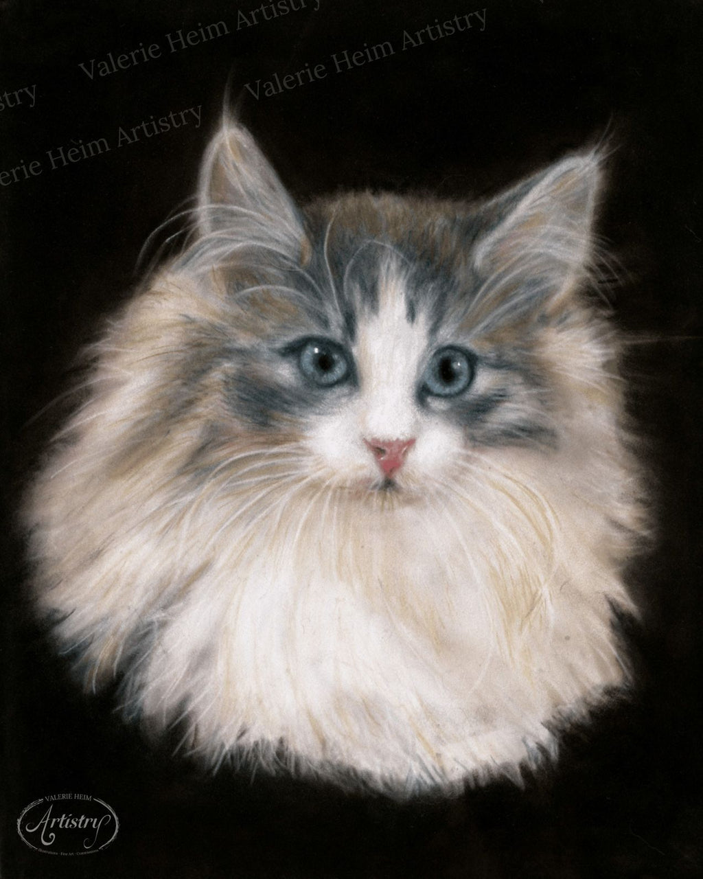 Blue-Eyed Cat – Pastel Portrait Fine Art Print