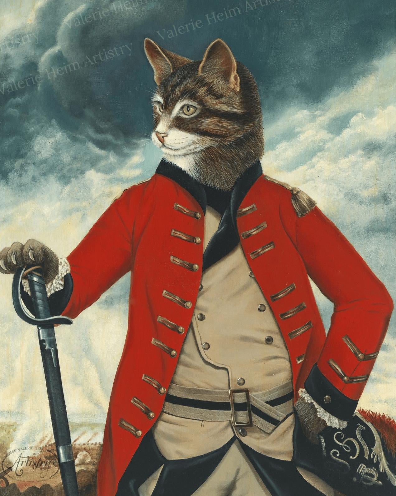 General Burgoyne in Whiskers – Whimsical Cat Portrait Fine Art Print