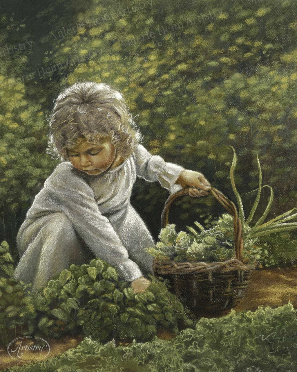 Girl in the Garden – Pastel Child Portrait Fine Art Print